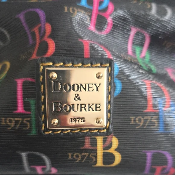 Dooney & Bourke Black Multicolor Logo Shoulder Bag - Picture 2 of 6